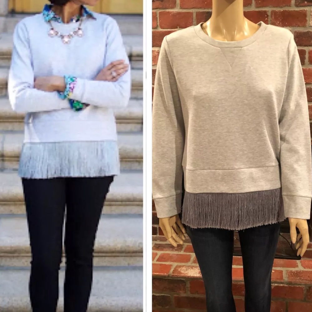 J Crew Fringe Hem SweatShirt Top size small